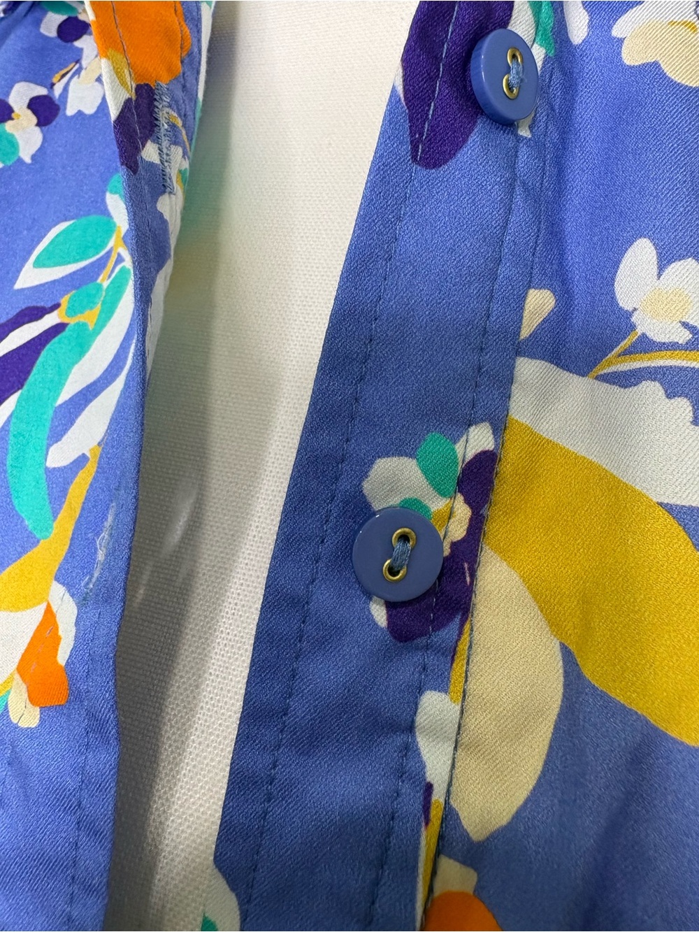 Tyler Boe Blue Floral Shirt Dress with Yellow & White Accents - Picture 5 of 10